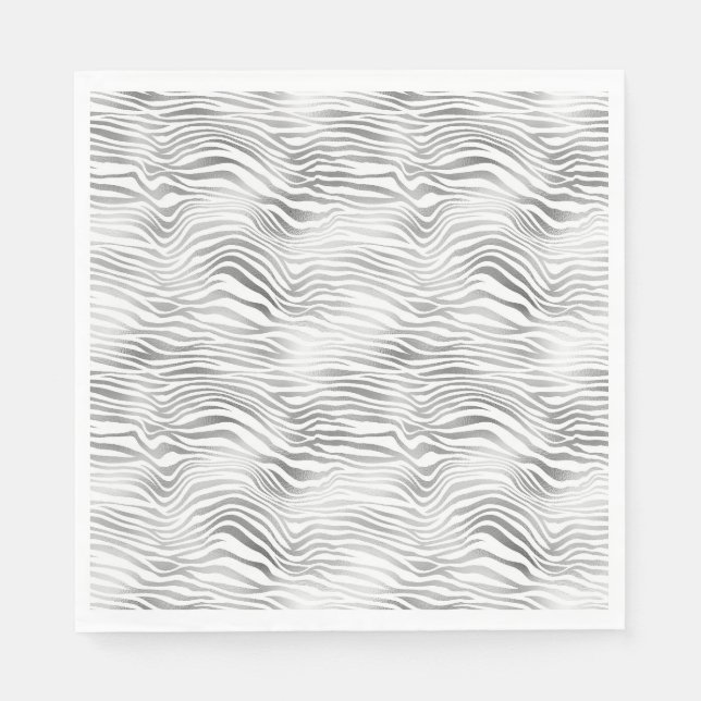 Guardanapo De Papel Impressão de Zebra Prata Branco (Frente)