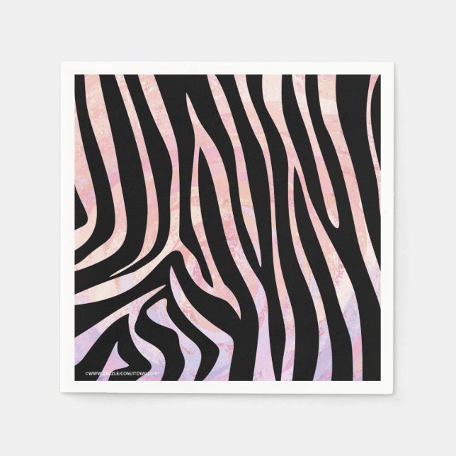 Guardanapo De Papel Impressão de Zebra Preta e Rosa (Frente)