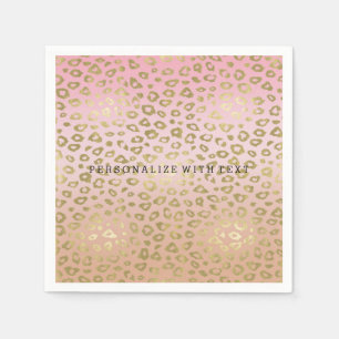 Guardanapo De Papel Impressão Dourado cor-de-rosa do leopardo de Ombr