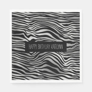 Guardanapo De Papel Impressão em zebra negra e prata