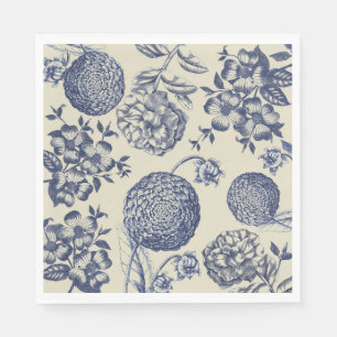 Guardanapo De Papel Impressão Flor Azul Antiquado Floral
