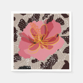 Guardanapo De Papel Impressão Floral de Leopardo