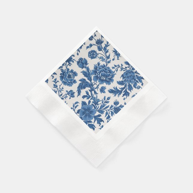 Guardanapo De Papel Impressão Floral inspirada no Vitoriano Azul e Bra (Canto)