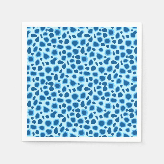 Guardanapo De Papel Impressão Leopardo - Cobalto Escuro e Azul-Céu (Frente)