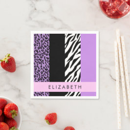 Guardanapo De Papel Impressão Leopardo, Impressão Zebra, Roxo, Seu Nom