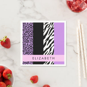 Guardanapo De Papel Impressão Leopardo, Impressão Zebra, Roxo, Seu Nom