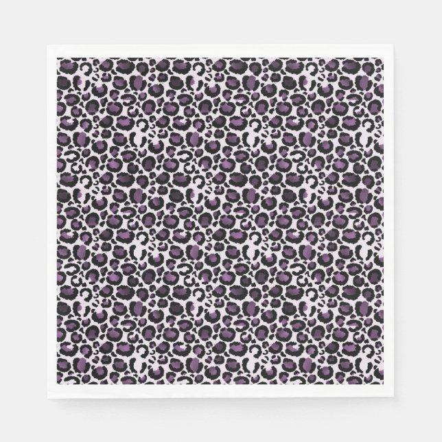 Guardanapo De Papel Impressão Leopardo Roxo Preto (Frente)