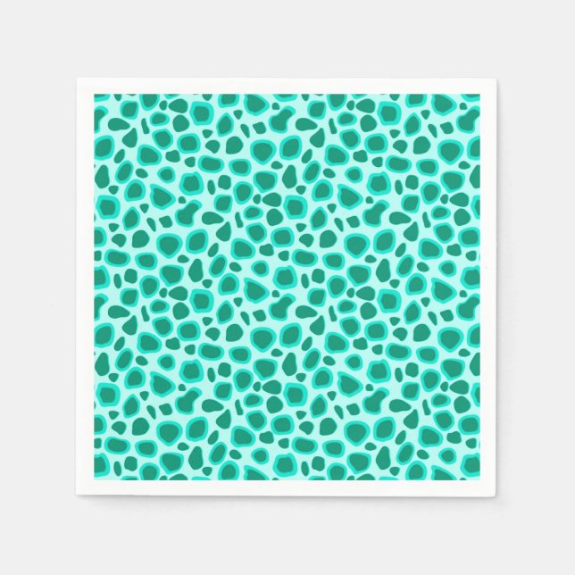 Guardanapo De Papel Impressão Leopardo - Turquesa e Aqua (Frente)