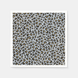 Guardanapo De Papel Impressão Preta-Leopardo-Preto com Lâmpada Doura
