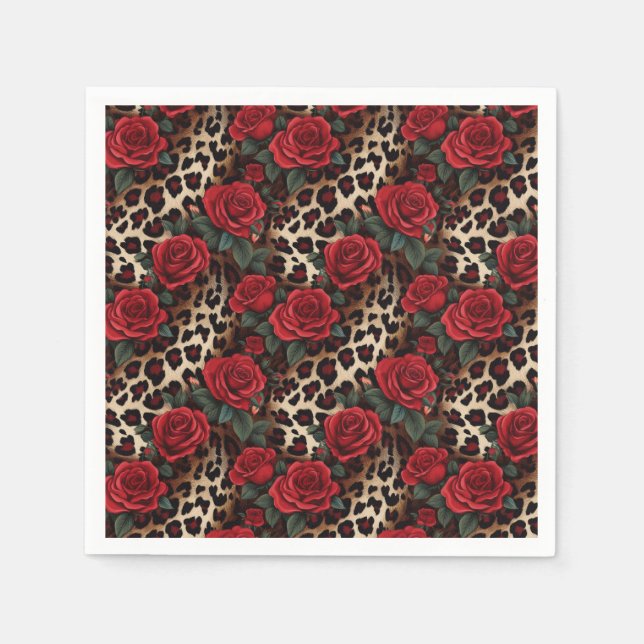 Guardanapo De Papel Impressão rosa e Leopardo (Frente)