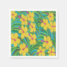 Impressão tropical de Hibiscus amarelo
