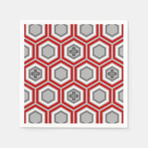 Guardanapo De Papel Impressão, vermelho e cinzas/cinza sextavados do