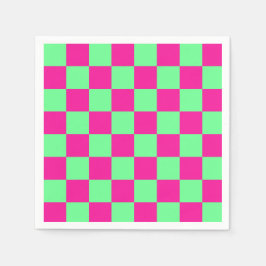 Guardanapo De Papel Impressão Xadrez Rosa e Verde