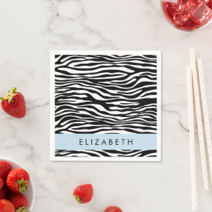 Guardanapo De Papel Impressão Zebra, Stripes, Preto E Branco, Seu Nome