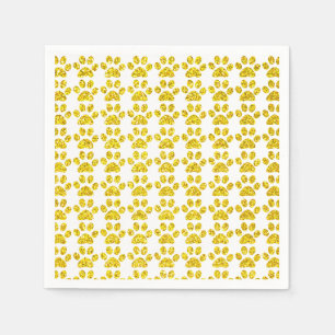 Guardanapo De Papel Impressões de Pata Dourado Brilho Branco Espelhado