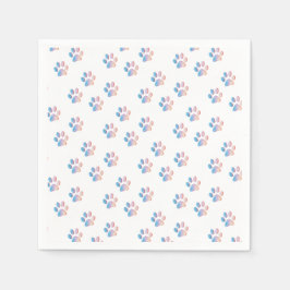 Guardanapo De Papel Impressões de Pata Gradiente Azul Rosa e Amarelo