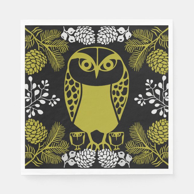 Guardanapo De Papel Impressões Folk Art Owl (Frente)