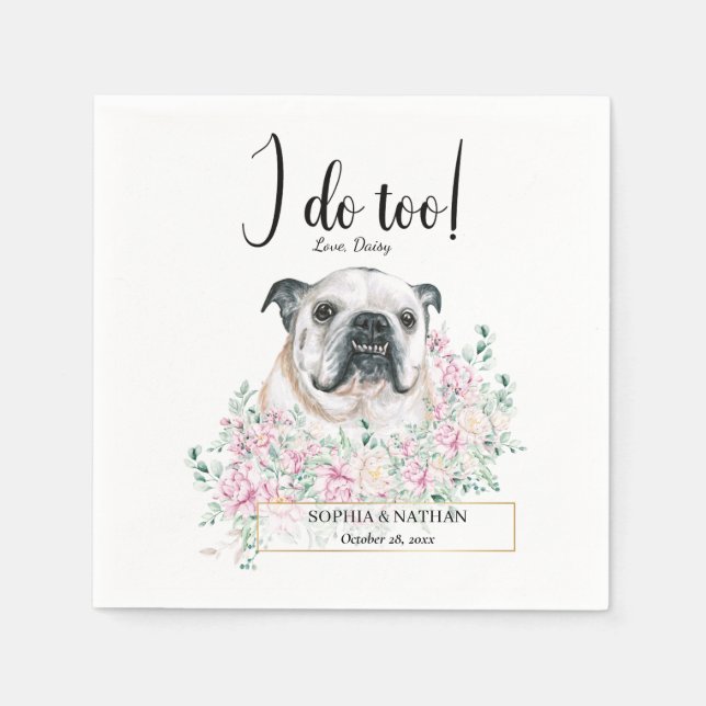Guardanapo De Papel Inglês Bulldog Casamento Cocktail Napkins (Frente)