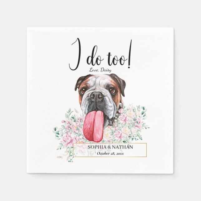Guardanapo De Papel Inglês Bulldog Casamento Cocktail Napkins (Frente)