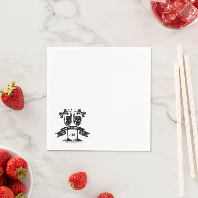 Guardanapo De Papel Iniciais de Arco de Aniversário de Champanhe (Insitu)