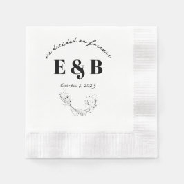 Guardanapo De Papel Iniciais de Casamento Floral e Data