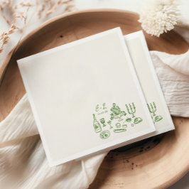 Guardanapo De Papel Iniciais de Comida de Casamento Desenhadas à Mão