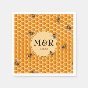 Guardanapo De Papel Iniciais de Monograma de Abelhas de Honeycomb Dour