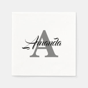 Guardanapo De Papel Iniciais de Monograma Simples Elegante Nome Person