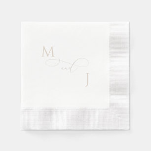 Guardanapo De Papel Iniciais De Script Dourado E Leve Elegante Cozidos