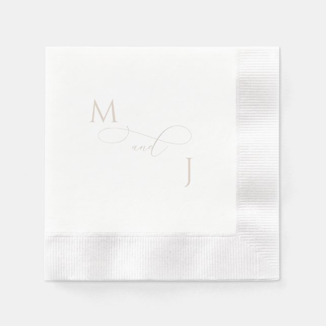 Guardanapo De Papel Iniciais De Script Dourado E Leve Elegante Cozidos (Frente)