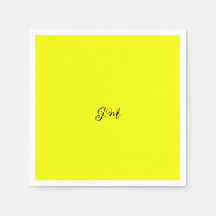 Guardanapo De Papel Iniciais do nome cor sólida amarelo neon fluoresce