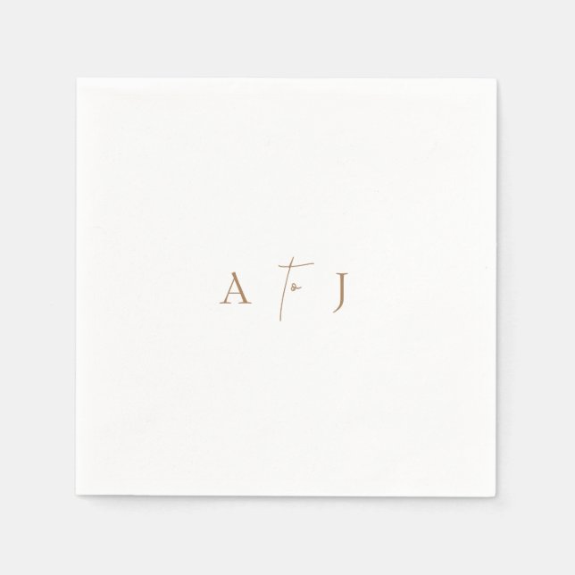 Guardanapo De Papel Iniciais Modernos "para" Cocktail Dourado Casado (Frente)