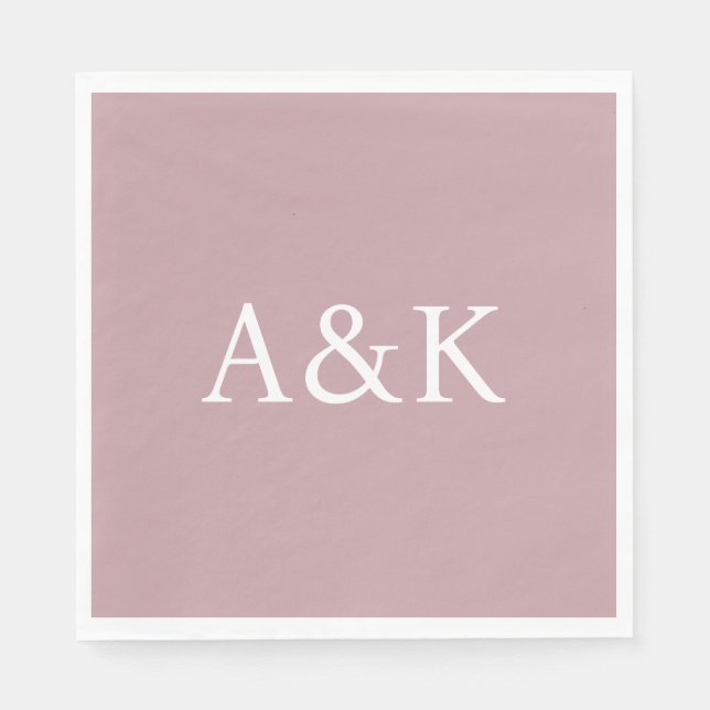 Guardanapo De Papel Iniciais Personalizadas em Casamento Rose Dusty Ma (Frente)