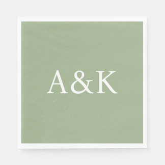 Guardanapo De Papel Iniciais Personalizadas em Casamento Verde Sage
