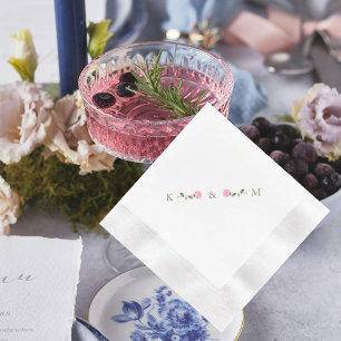 Guardanapo De Papel Iniciais Personalizados Rosa Rosa Elegante Branco