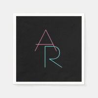 Iniciais Sobrepostos Modernos | Turquesa rosa Pret