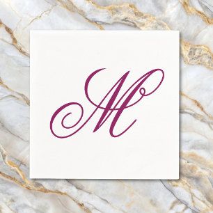 Guardanapo De Papel Inicial de Monograma de Vinho Elegante