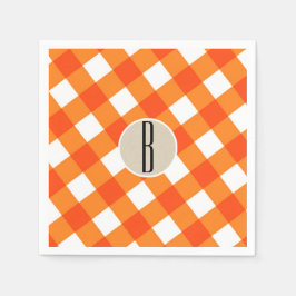 Guardanapo De Papel Inicial Monograma Rústico Kraft Xadrez Branco Lara