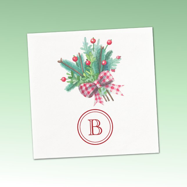 Guardanapo De Papel Initial, Red & Green Christmas Bouquet Party Paper (Criador carregado)
