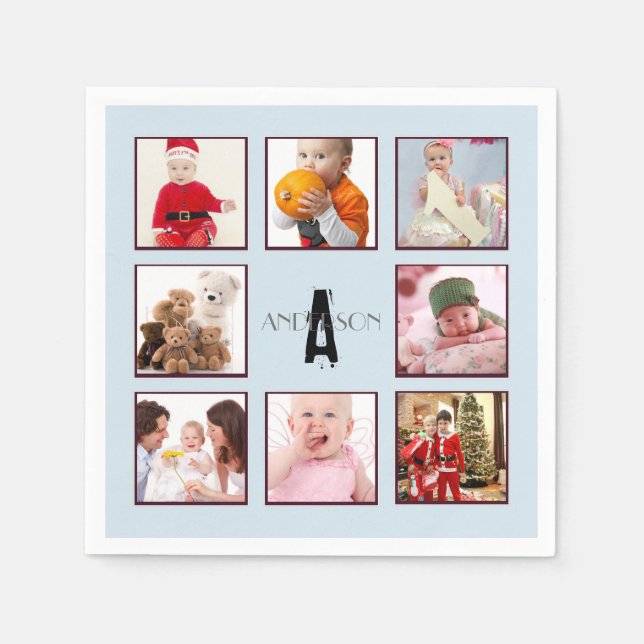 Guardanapo De Papel Instagram FOTO Napkins Monograma Elegante (Frente)