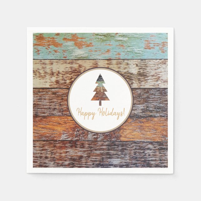 Guardanapo De Papel Inverno Barn, Férias Felizes (Frente)