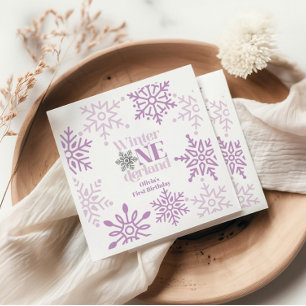 Guardanapo De Papel Inverno Onederland Floco de Neve Roxo Aniversário 