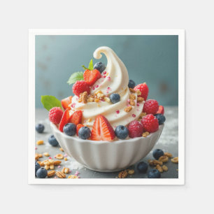 Guardanapo De Papel Iogurte Congelado com Berries e Granola