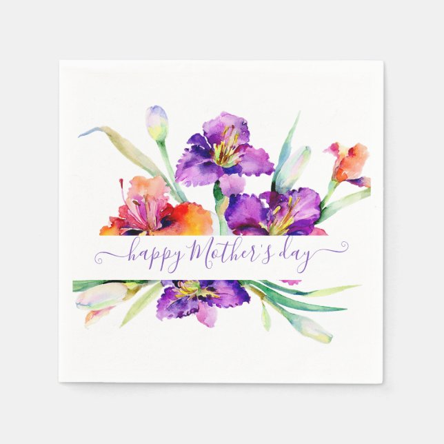Guardanapo De Papel Íris personalizada em aquarela roxa (Frente)