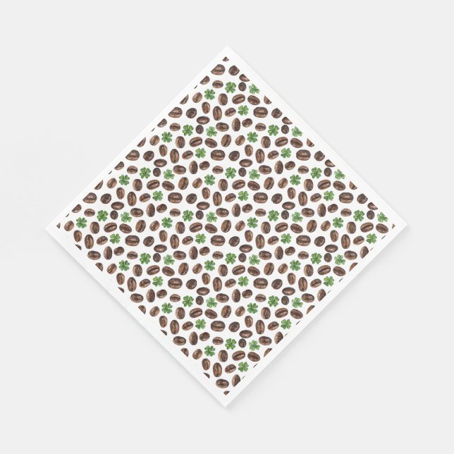 Guardanapo De Papel Irish Coffee Beans and Shamrocks Funny Design (Quina)
