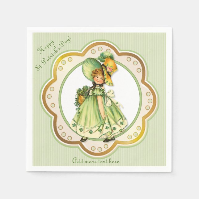 Guardanapo De Papel Irish Shamrock Stroll Girl Napkins (Frente)
