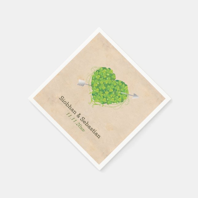 Guardanapo De Papel Irish Wedding Shamrock Heart (Canto)