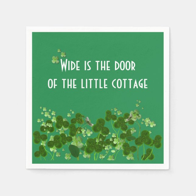 Guardanapo De Papel Irlandês Proverbe Sobre Verde Com Shamrocks (Frente)