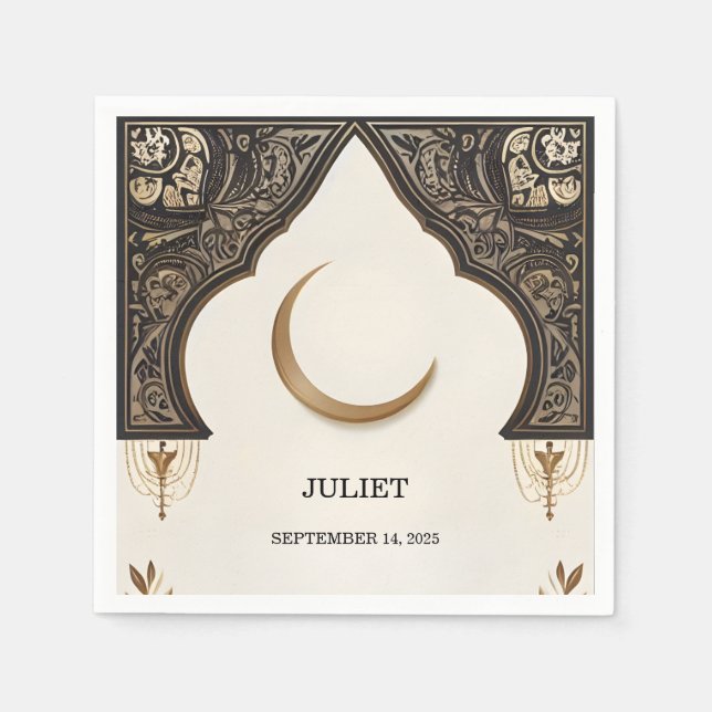 Guardanapo De Papel Islam Nikah Árabe Walima Chuveiro de Noiva Muçulma (Frente)