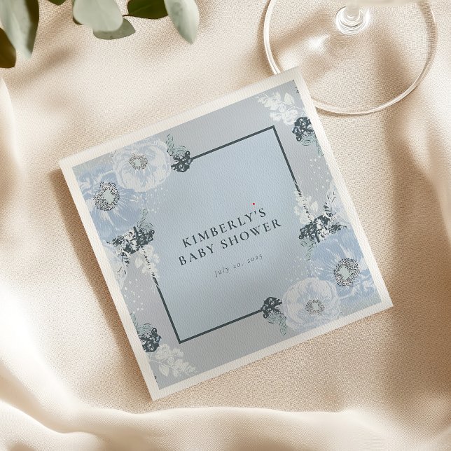 Guardanapo De Papel It’s A Boy Blue Floral Baby Shower Paper Napkins (Criador carregado)